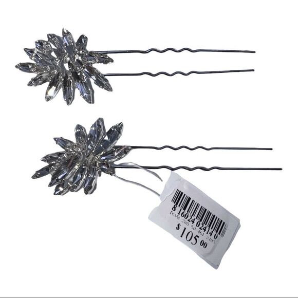 Brides And Hairpins Silver Plated Emrata Set of Two Pins Wedding Accessories New